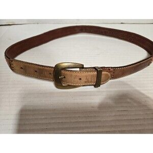 Fossil Leather Womens Girls Leather Belt Tarnished Brass Buckle, Size M
